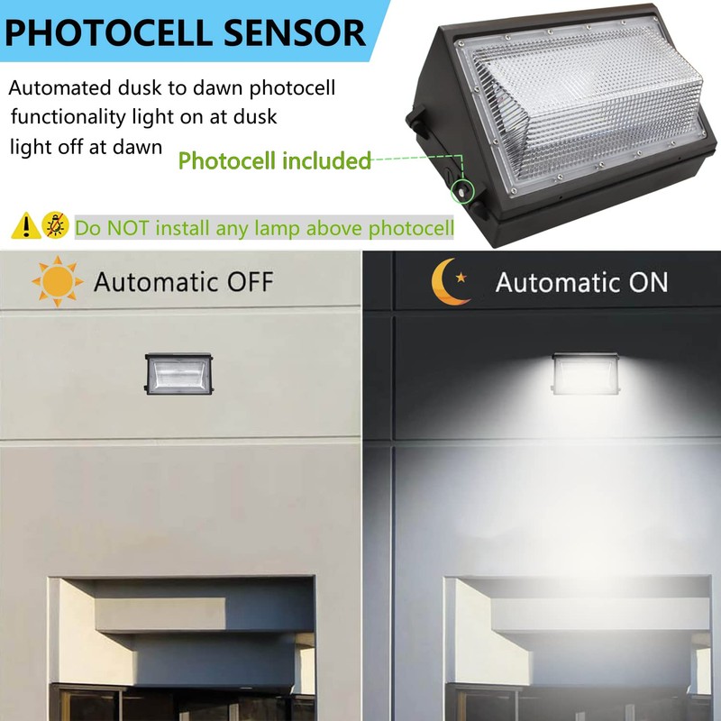 2PACK Dusk to Dawn 100W LED Wall Pack Light Fixture,