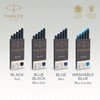 PARKER QUINK Long Fountain Pen Ink Refill Cartridges, Washable Blue,