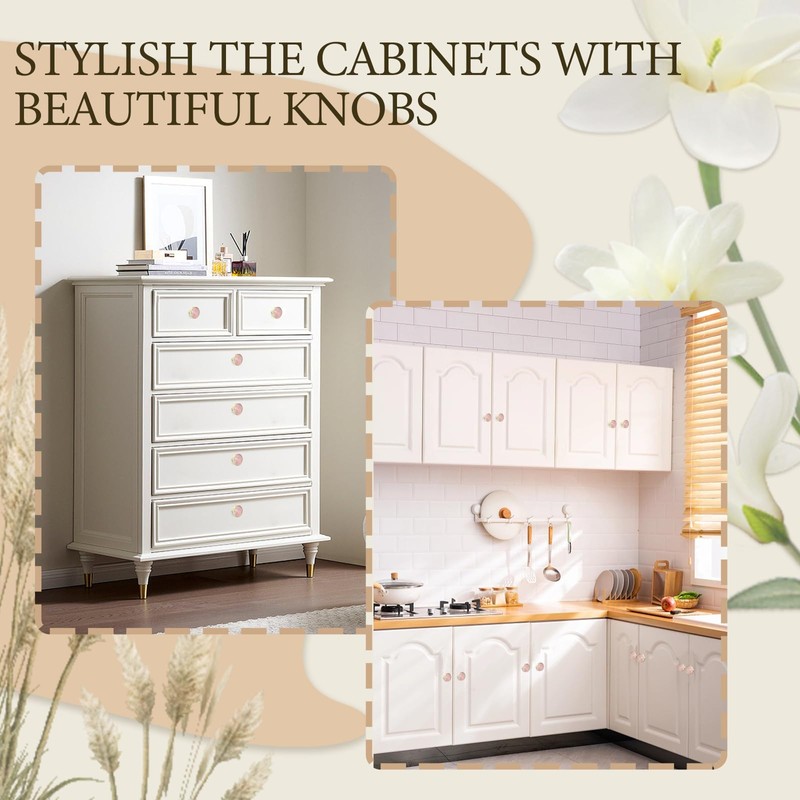 suiwotin 6 Pack Brass Cabinet Knobs, Round Knobs Decorative Dresser