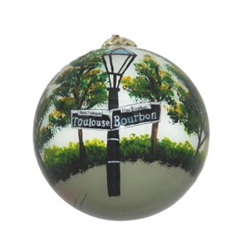 Hand Painted Glass Christmas Ornament - New Orleans Street Signs