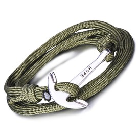 Infinite U Fashion "Hope" Sailor Anchor Womens Mens Wrap Bracelet Braided Colorful Nylon Rope Alloy Multilayer Charm Wristband Bangle