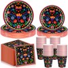 Domensi 400 Pieces Mexican Party Decoration Supplies Fiesta Tableware Set,