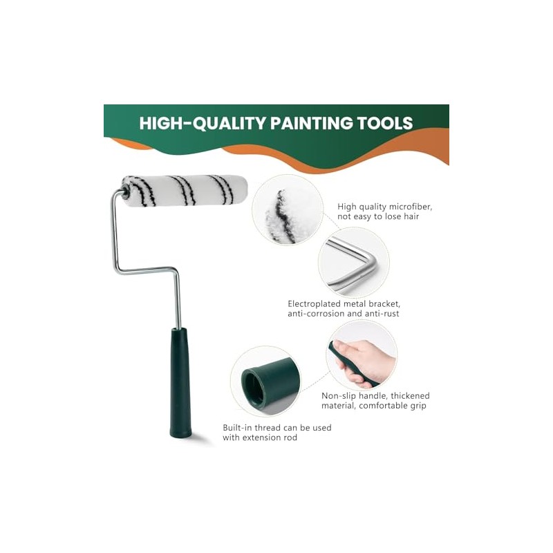 9 Pcs 6 Inch Microfiber Paint Roller Set, 6 Pcs