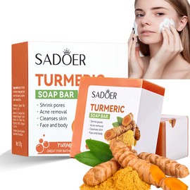 Turmeric Facial Soap - Dark Spot Remover for a Radiant and Youthful Skin Complexion Natural Skin Care, Moisturising, Pore Cleansing, Elasticity Restoring, 100 g