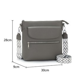 JSDOST Handbag Women's Medium Shoulder Bag Women's Large Crossbody Bag Women's Vegan Leather Shoulder Bag Women with Many Compartments, darkgray, Contemporary