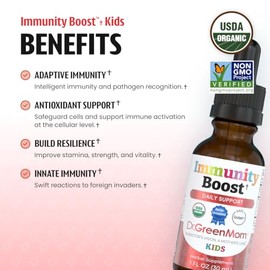 Dr. Green Mom Immunity Boost - Herbal Immune Support Supplement for Babies, Toddlers and Children - Liquid Drops with Organic Echinacea, Elderberry, A
