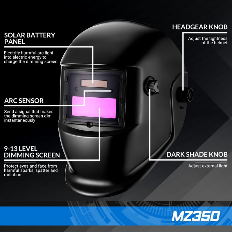 DEKOPRO Auto Darkening Solar Welding Helmet ARC TIG MIG Weld