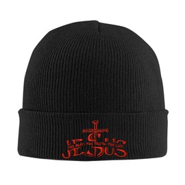 Cross Beanie Hat Winter Cuffed Knit Hat Skull Watch Cap Embroidery Fisherman Beanies for Women Men Unisex