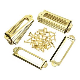 ONLYKXY 20Pcs Antique Brass Metal Drawer Door Lab Tag Label Pull Frame Handle File Name Card Holder for Furniture Cabinet Hardware Box Case Bin 17x60mm (Gold)