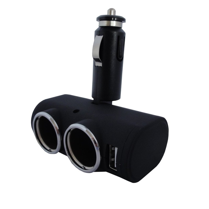 Procyon シガーソケット 2連 USB スイッチ付き 12/24V ラバーコーティング DL-76