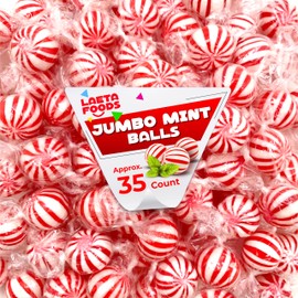 Jumbo MInt Balls Hard Candy, Individually Wrapped (1 Pound Bag - Approx. 35 Count)