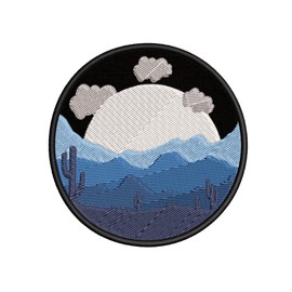 Desert Night Scene Embroidered Premium Patch DIY Iron-on or Sew-on Decorative Badge Emblem Vacation Souvenir Travel Gear Clothes Appliques