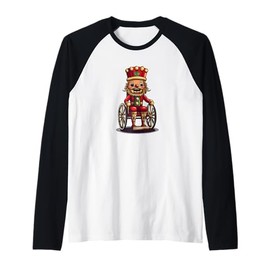 Funny Nutcracker in Wheelchair Costume for Man and Woman Raglan Baseball Tee