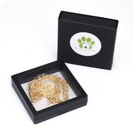 Q.Y.HOME Gold Dog Chain Diamond Crystal Dollar Sign Pendant Collar Walking Metal Chain Necklace Pet Cuban Style Collar Jewelry Accessories (Bring Jewelry Box) for Small Medium Large Dog Cats(M)