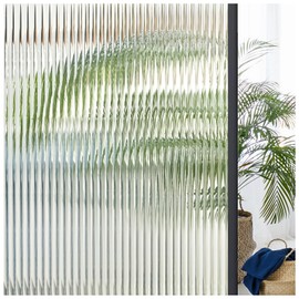 Coavas Coavas Window Privacy Film Reeded Glass: Frosted 3D Fluted Glass Window Cling, Adhesive Vinyl Decorative Door Stickers for Bathroom Home Sun Blocking,17.5x78.7 in, Translucent