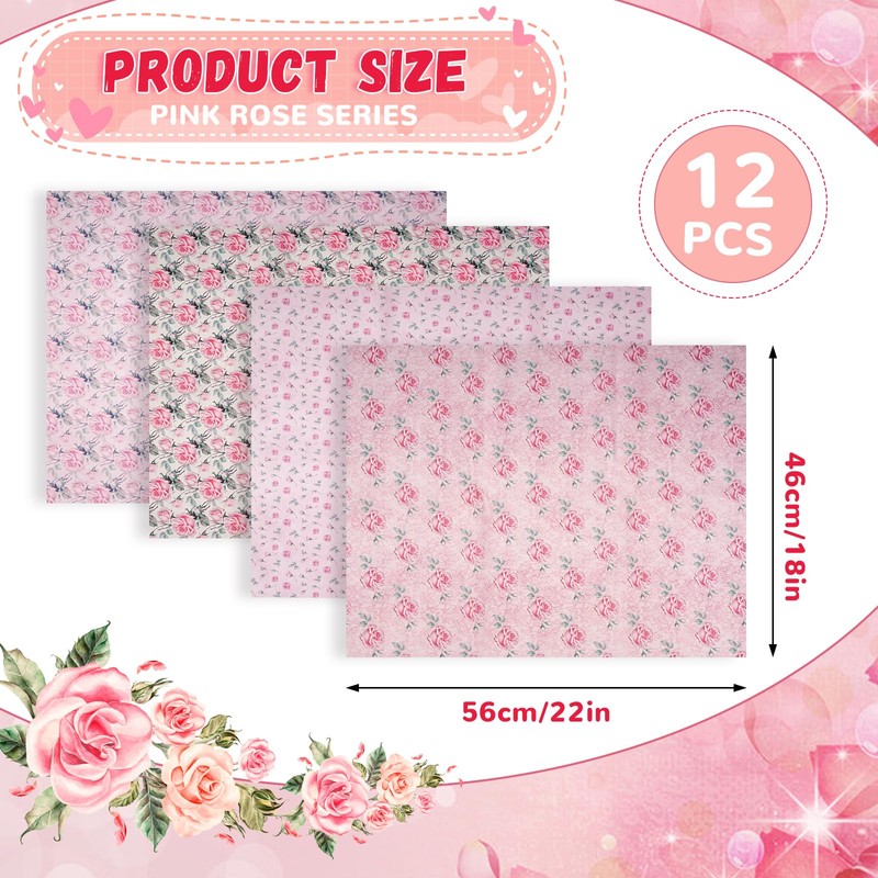 Wadukud 12PCS 56x46cm Polyester Fabric Bundles, Floral Pre-Cut Quilting Cotton