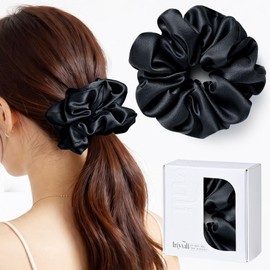 IRIYULI Silk Scrunchie, 30 Momme, Grade 6A, 2.0 inches (5 cm) Wide, Big Scrunchie, Recommended for Hairdressers, 100% Natural Silk, Hair Elastic, Gentle on Hair, No Traces, Gorgeous Volume, Small Face