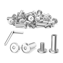 Dayalo M5 x 16 mm Connection Screws Furniture Screws Cabinet Connector Sleeve Screws Stainless Steel A2 V2A with Hex Key for Furniture, Cabinets, Wood Bread, Pack of 10