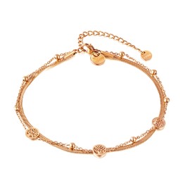 VICKWOOD Tree of Life Bracelet Women's Anklet Stainless Steel up to 30 cm 18K Gold Plating Waterproof Gold/Rose Gold/Silver Gift for Women, Stainless Steel