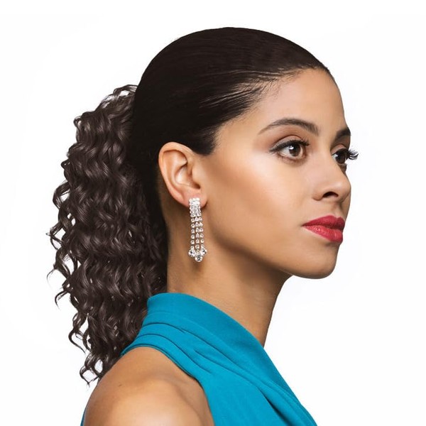 Foxy Silver Drawstring 12" Long Loose Curly Ponytail #DS22 Color