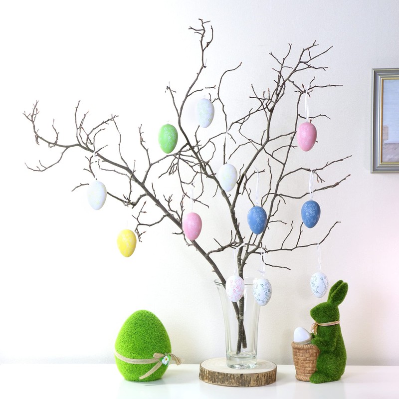 com-four® 24 x Decorative Easter Hangers - Easter Eggs Made