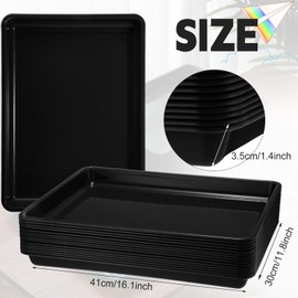 Maitys 15 Pcs Flat Plastic Trays 16.1 x 11.8'' Sensory Storage Tray Paper Stackable Classroom Bins for Office Home Organizer Arts and Crafts Supplies(Mint Green)