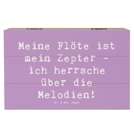 Mr. & Mrs. Panda 19 x 12 cm Wooden Box Saying Flute Magic Gift Musical Instrument Melodies Scepter Treasure Chest Memory Box Pianos