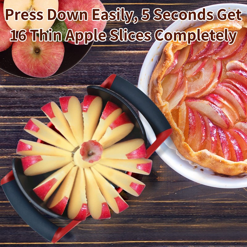 OOKUU Apple Slicer and Corer, [Large Size] 16-Blade Heavy Duty