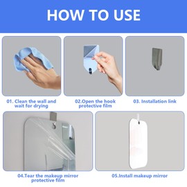 Shatterproof Fogless Shower Mirror for Shaving (8x6 Inch Medium-Size) No-Fog Waterproof Wall Mounted Bathroom Accessory, Hanging Anti-Fog Shaving Mirror for Men, Perfect for Camping and Travel Use