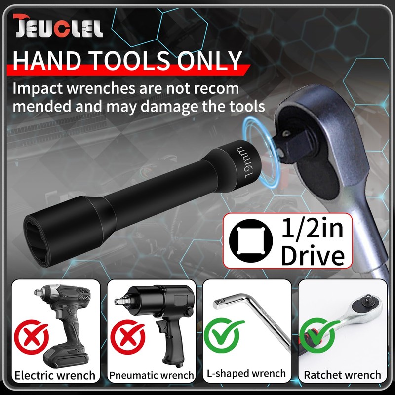 JEUCLEL 5PCS Twist Socket Set, 12.5 mm 1/2 inch Drive
