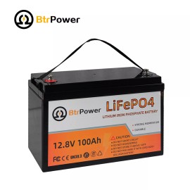 BtrPower 12V 50Ah 100Ah 140Ah Lifepo4 Battery Pack for Golf Cart RV Marine Solar System - 12V 100Ah battery(no charger)