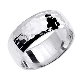 Thumb Rings 925 Sterling Silver 8 MM Hammered (Size 10.5)