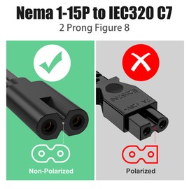 AGVEE AGVEE 6.6ft Power Cord Compatible with JBL PartyBox 100 110 200 300 310 710 1000 On-The-Go Speaker Soundbar, 90 Degree Angled 18AWG ETL Listed 2-Prong Power Supply Replacemnt Cable, Black