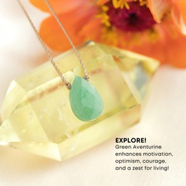 SOULKU Explore Green Aventurine Outdoor Necklace, Handmade Semi-Precious Gemstone, 16-18" Adjustable Length, Strong Nylon Cord