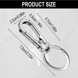 ATB-Foger Pack of 8 Metal Key Rings Carabiner Key Rings Made of Zinc Alloy Key Rings Clips Removable Carabiner Hook Key Rings with Carabiner for Men and Women