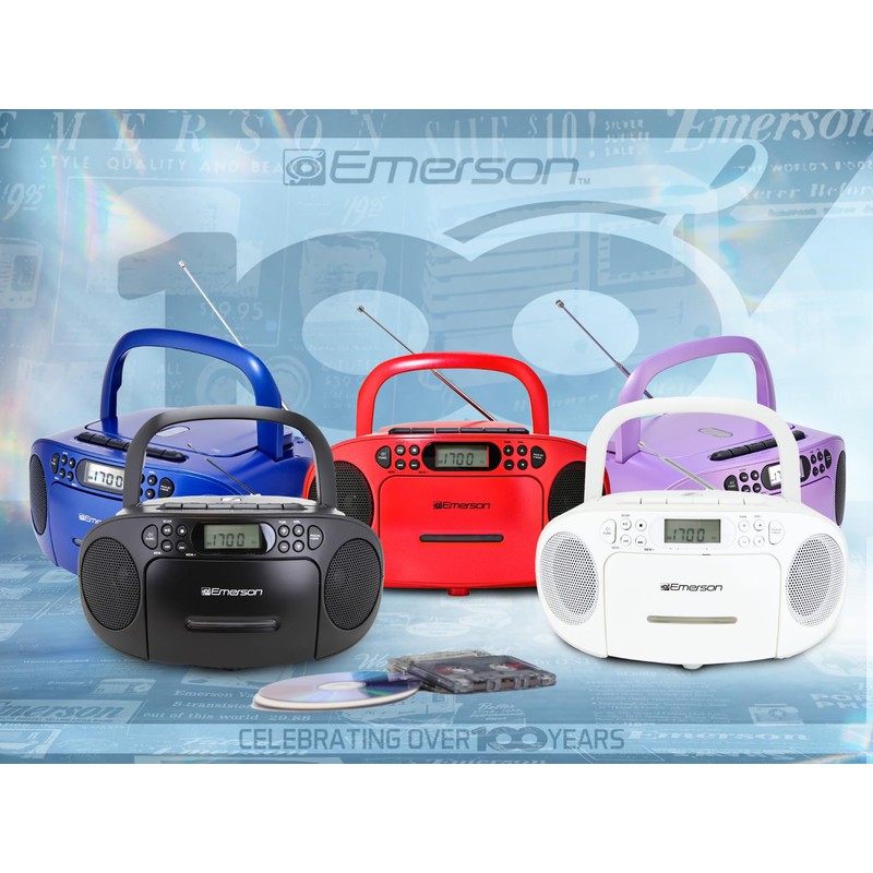 Emerson Portable CD Player Boombox with Cassette Player Combo, Tape
