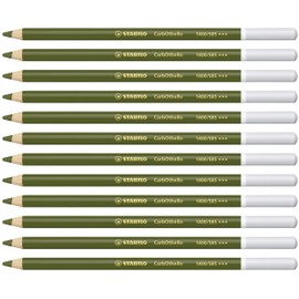 STABILO 1400/585"Carb0thello Chalk-Pastel" Colouring Pencil - Olive Green (Pack of 12)