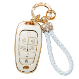 Gematay Compatible for Hyundai Key Fob Cover with Keychain Lanyard, Key Fob Protector Shell Compatible with 2019 2020 2021 Hyundai Sonata Nexo 2022 Hyundai Tucson Keyless Entry Smart Key Case