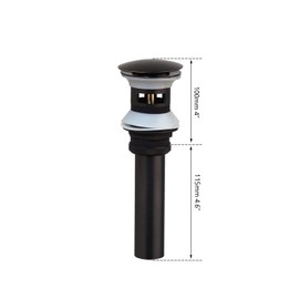 OUBONI Bathroom Sink Drain with Overflow, Matte Black Pop Up Drain for Vessel Sink
