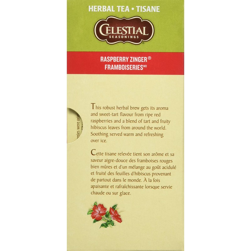Celestial Seasonings Raspberry Zinger Herbal Tea, Caffeine Free, 20 Tea