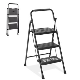 Simple Deluxe 3 Step Ladder, Step Stool Foldable, 800lbs Portable Ladder with Wide Anti-Slip Pedal, Step Stool for Adults, Lightweight Step Ladder for Home Kitchen and Outdoor