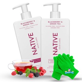 ZebraZ Shampoo and Conditioner Set – Blackberry & Green Tea – 16.5 fl oz Each – Includes 1 Pair of Exfoliating Gloves Color May Vary – Daily Hair Care – Paraben-Free & Gentle Formula - 1 Kit