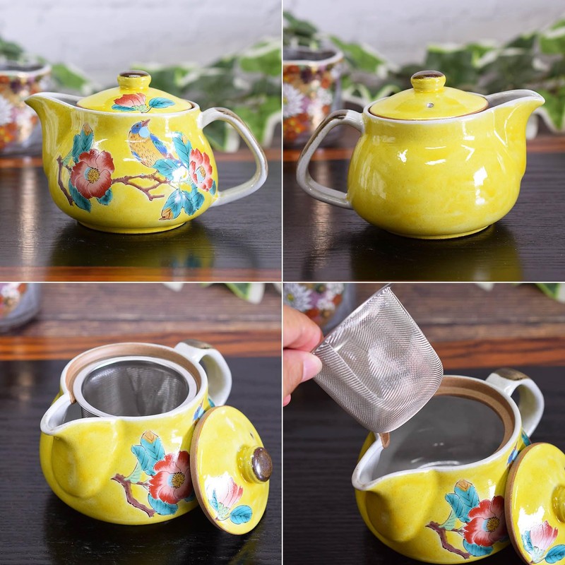 Japanese Tea Pot, Stylish Tableware, Kutani Pot, Yoshidaya Camellia and