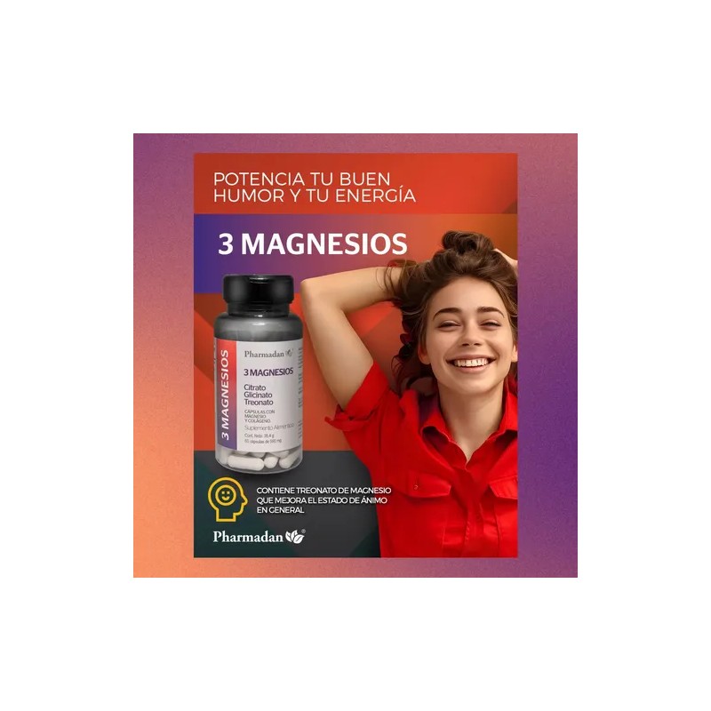 Magnesio Complex Pharmadan Citrato Glicinato Treonato Cápsulas