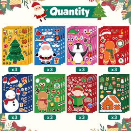 OHOME Christmas Stickers - Stocking Stuffers for Kids - DIY Christmas Crafts for Kids - Kids Christmas Gifts Activity Party Favors Supplies | Christmas Games | Toddler Stocking Stuffers(24 Sheets)