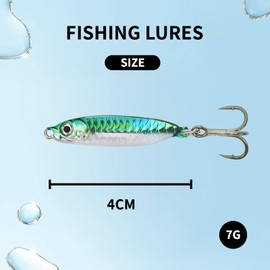 6-Piece 7g Fishing Lure Set, Metal Bait, Sea Spinner, with 6 High-Strength Fishing Lure Leaders for Pike, Carp, Trout, Bass, Catfish and Mandarin Fish