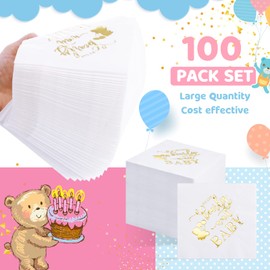 Servilletas de ducha con texto «We Can Bearly Wait», decoración de baby shower para niño, servilletas de regalo de oso, servilleta desechable, papel para niños o niñas, suministros de fiesta (oro blanco)