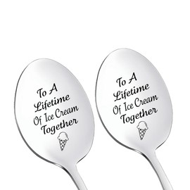 Couples Gifts Ice Cream Spoons for Him Her Engraved Wedding Engagement Gifts for Best Friend Wife Husband Anniversary Christmas Birthday Gifts for Boyfriend Girlfriend Ice Cream Lover Spoon
