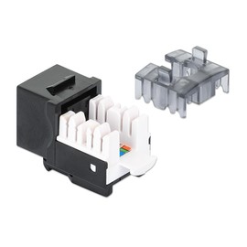 Intellinet Slim Cat6 Keystone Jack with Punch-Down Stand –25 Pack - UL Listed – RJ45 Female Modular UTP Ethernet Jack Insert -25 Dust Covers and Cable Ties Included–Lifetime Mfg Warranty– Black 772129