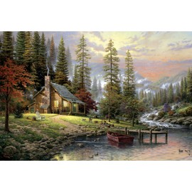 Schmidt Spiele 58455 Jigsaw Puzzle 500 Pieces Multi-Coloured by Thomas Kinkade House in the Mountains